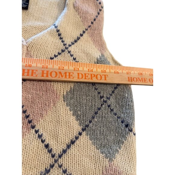 VTG 90 Limited Womens Argyle Sweater Vest S Ivory Pastel Lambswool blend preppy - Picture 5 of 10